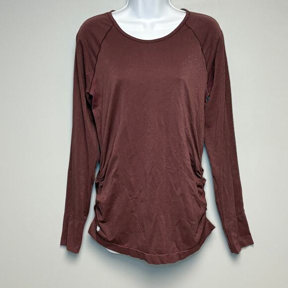 Athleta Tops - Athleta Speedlight Glow Top Wine Burgundy‎ Glitzy Long Sleeve Athleisure Sz L